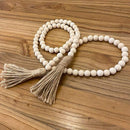 Farmhouse Beads 58in Wood Bead Garland with Tassels Rustic Country Decor Prayer Boho Beads Big Wall Hanging Decor