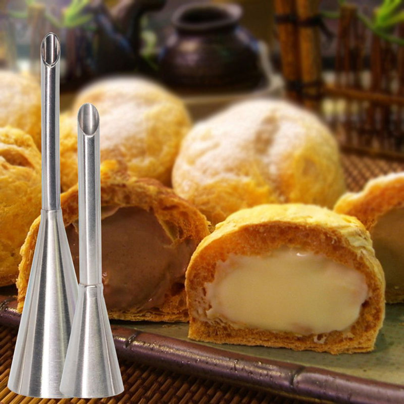 Stainless Steel Puff Cream Pastry Piping Nozzles Set - Perfect for Decorating Eclairs, Cupcakes, and More!