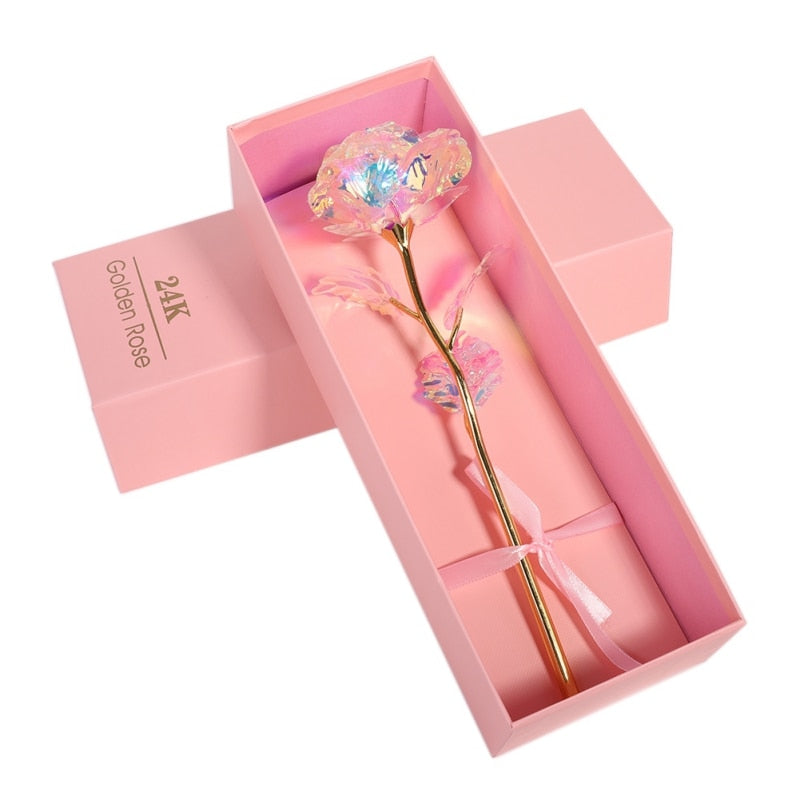rose flower, rose gift, crystal flower, flower gift, 24k gold rose