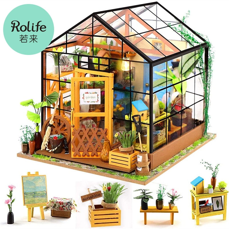 rolife, rolife miniature, diy wood dollhouse, wooden greenhouse, diy wooden greenhouse,
