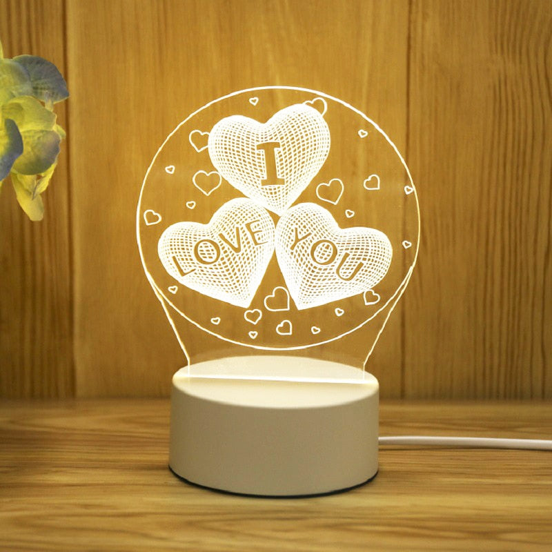 Romantic Love 3D Acrylic LED Lamp | Perfect Valentine's Day Gift