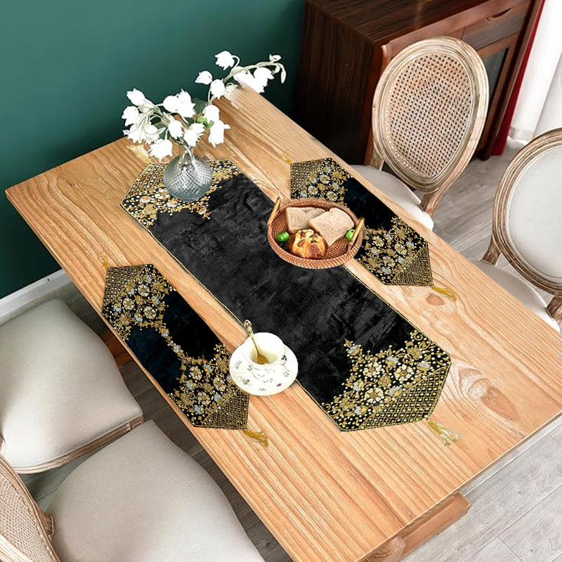 Luxury Velvet Table Runner 3 Pcs Set Perfect for Dining, Coffee Table