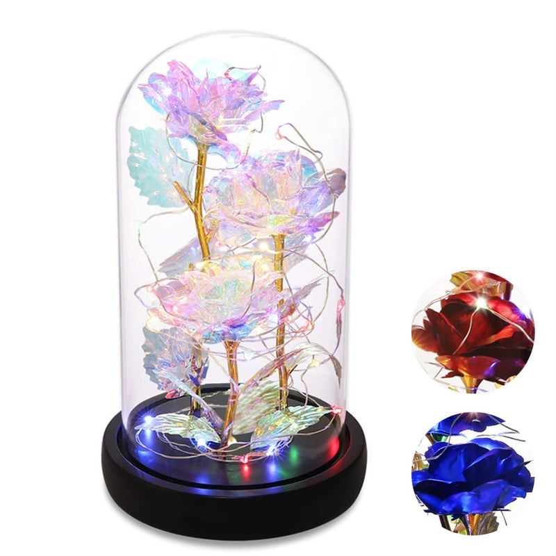 galaxy rose, galaxy roses, galaxy rose flower, gold foil, glass dome,