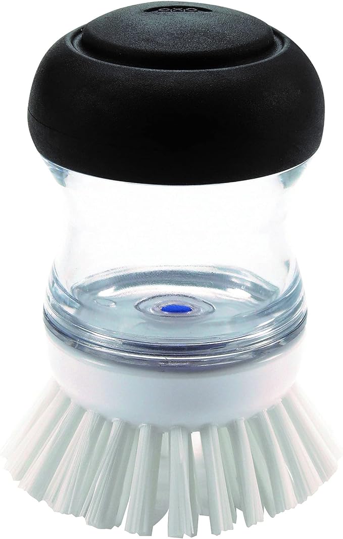 OXO Good Grips Soap Dispensing Palm Brush, Black/Clear/White