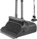 Broom and Dustpan Set for Home, Office, Indoor&Outdoor Sweeping, Stand Up Broom and Dustpan (Black&Gray)