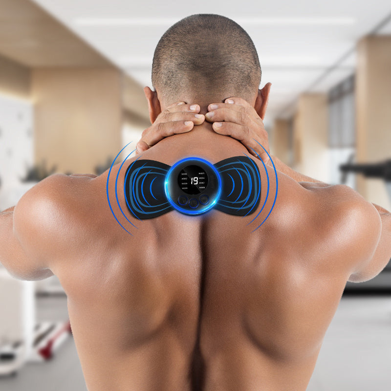(Pack of 3) Portable Mini EMS Neck & Shoulder Massager Patch with 8 Modes & 19 Intensity Levels for Pain Relief and Muscle Relaxation