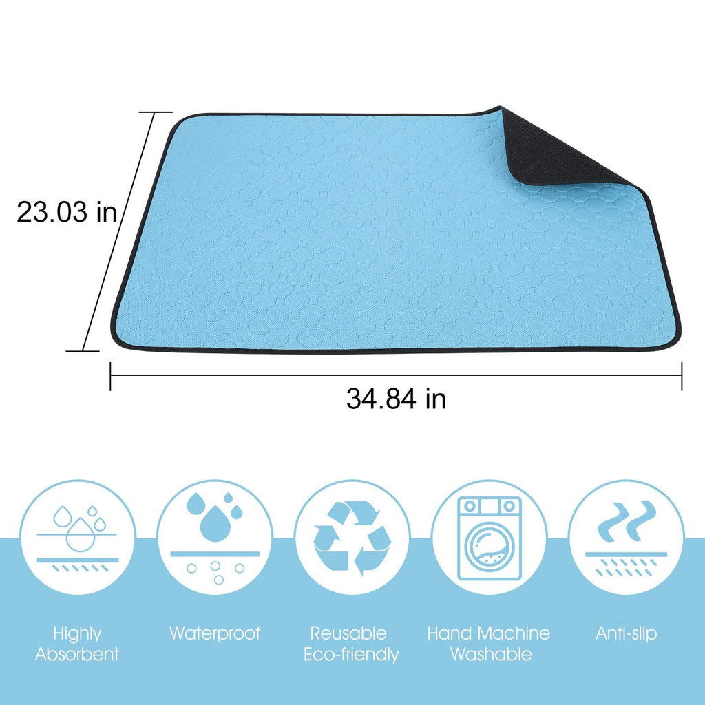 (Pack of 2) Premium Washable Dog & Cat Urine Pads - Waterproof, Non-Slip Training Mat for Puppies and Pets - 2 Pack (34.5 x 23 Inches)