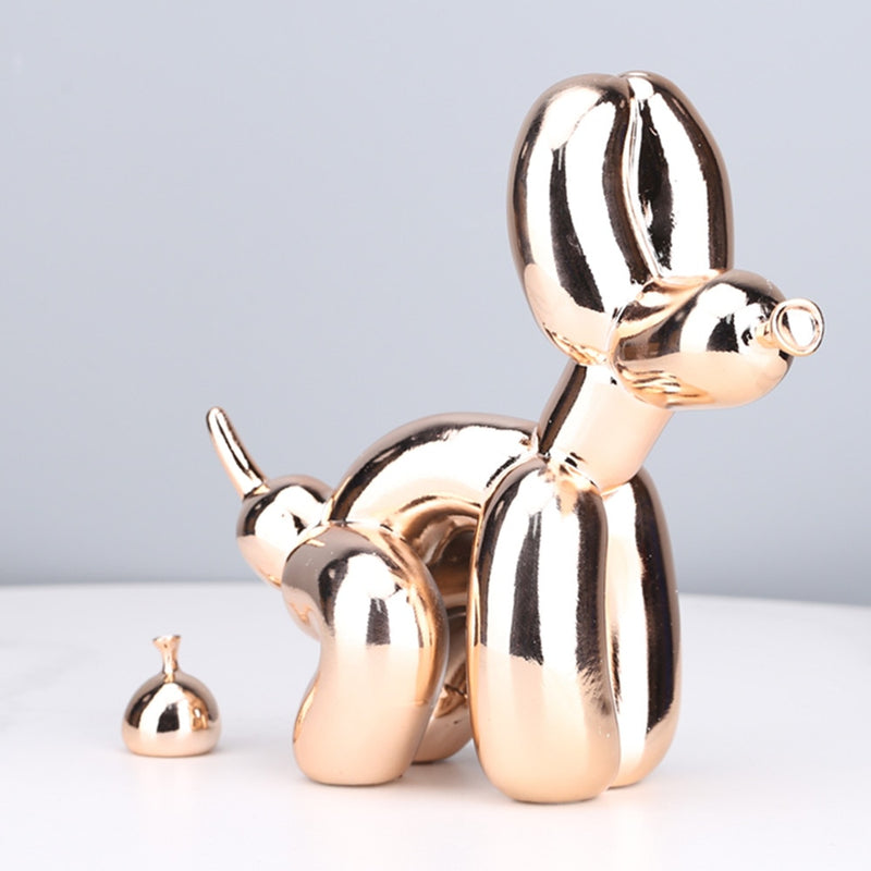 dog poop, balloon dog, balloon dog sculpture, dog squatting, dog statue, dog statues, anime statues,