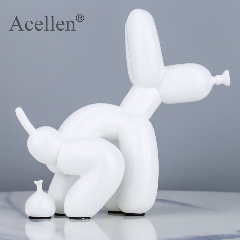 dog poop, balloon dog, balloon dog sculpture, dog squatting, dog statue, dog statues, anime statues,