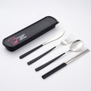 18/10 High Quality Portable Cutlery Flatware Set including  Spoon, Knife, Fork  and Chopstick with Case. Personalized Premium, Aesthetic Cutlery Set Stainless Steel-Black