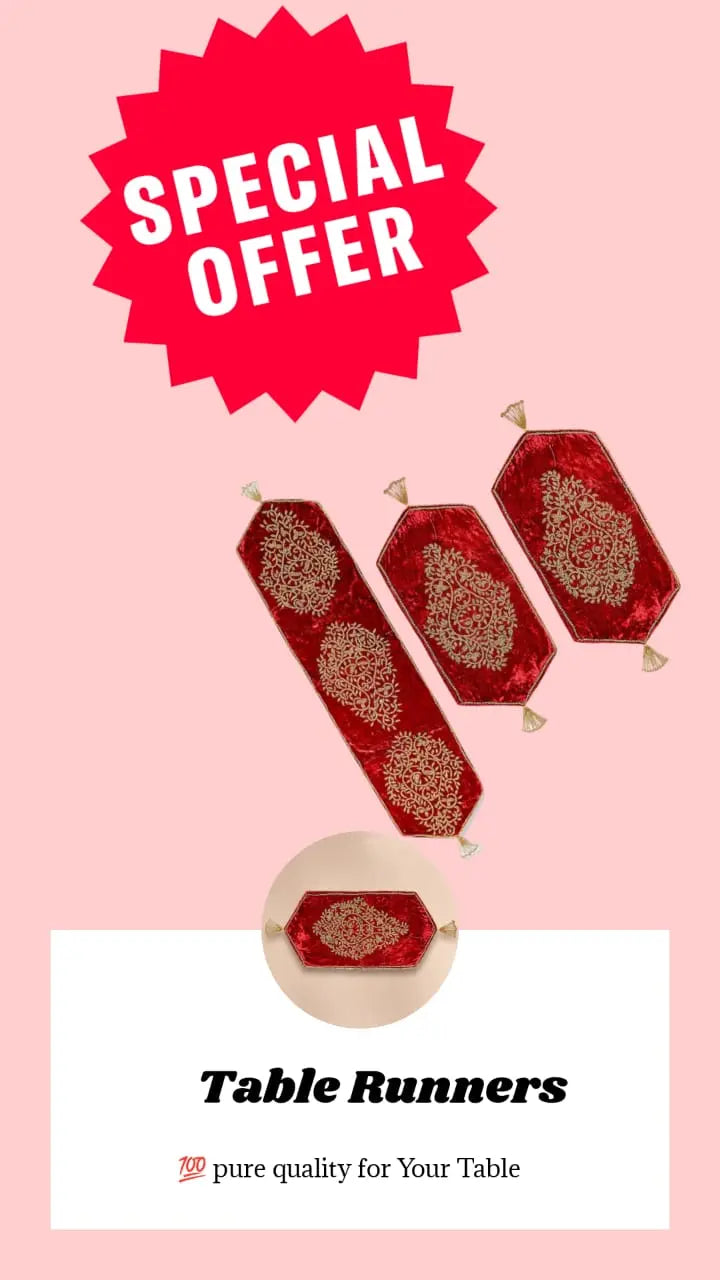 Premium Handmade Table Runner Set( Pack Of 3) Stylish Gift Decor