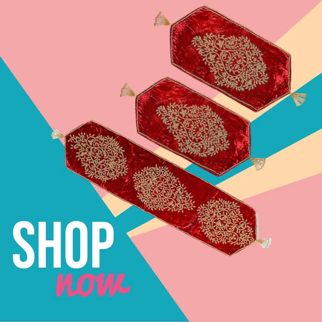 Premium Handmade Table Runner Set( Pack Of 3) Stylish Gift Decor