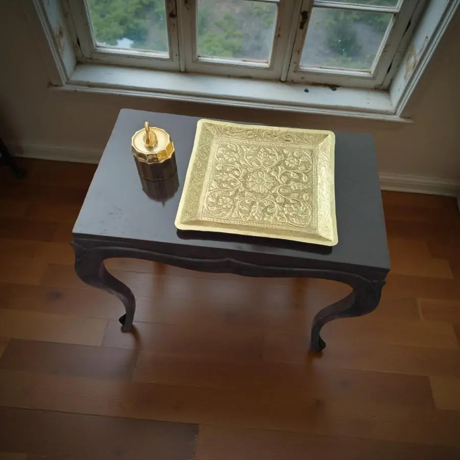 Vintage Brass Golden Marble Tray Stylish Gift Decor