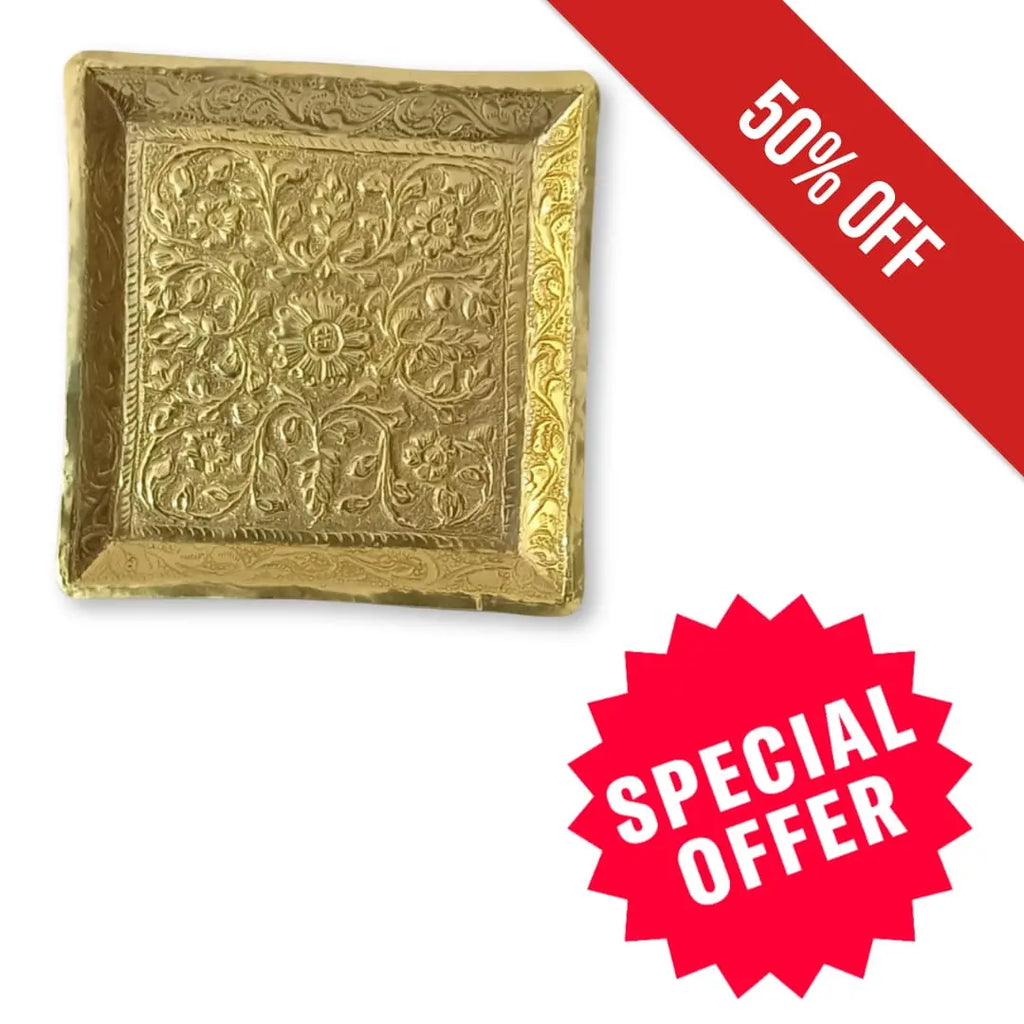 Vintage Brass Golden Marble Tray Stylish Gift Decor