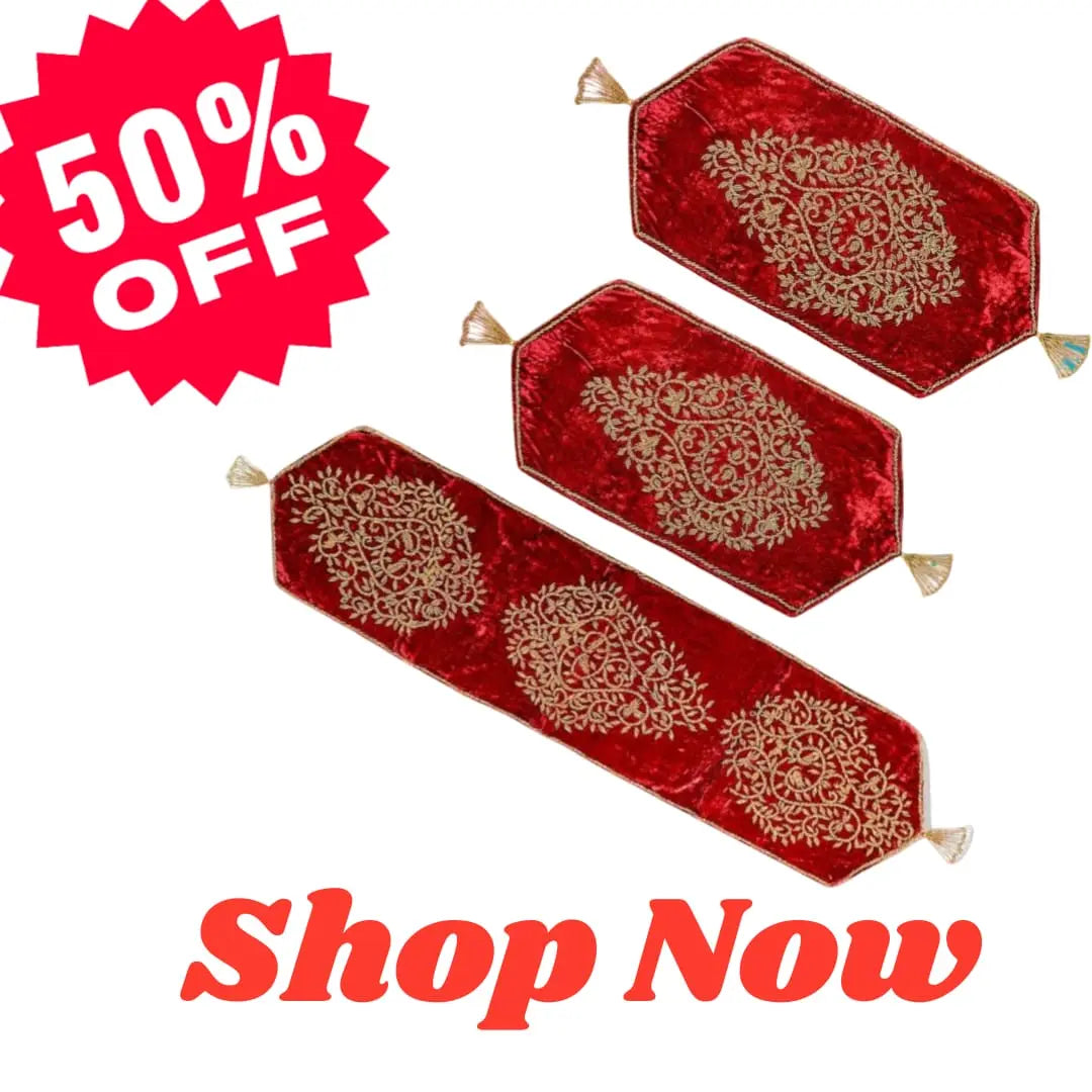 Premium Handmade Table Runner Set( Pack Of 3) Stylish Gift Decor