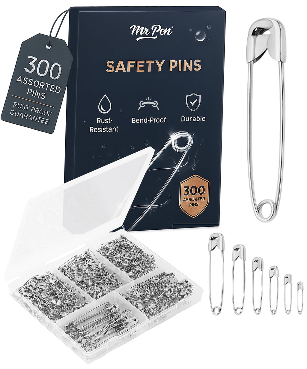 (3 set) Silver Safety Pins 1500 PCS, 5 Assorted Sizes of Durable, Small and Large Safety Pins Bulk, Sharp Edge Pins for Clothes, Sewing, Arts & Craft