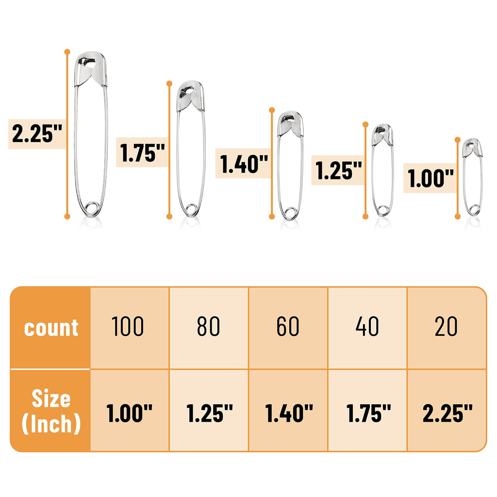 (3 set) Silver Safety Pins 1500 PCS, 5 Assorted Sizes of Durable, Small and Large Safety Pins Bulk, Sharp Edge Pins for Clothes, Sewing, Arts & Craft