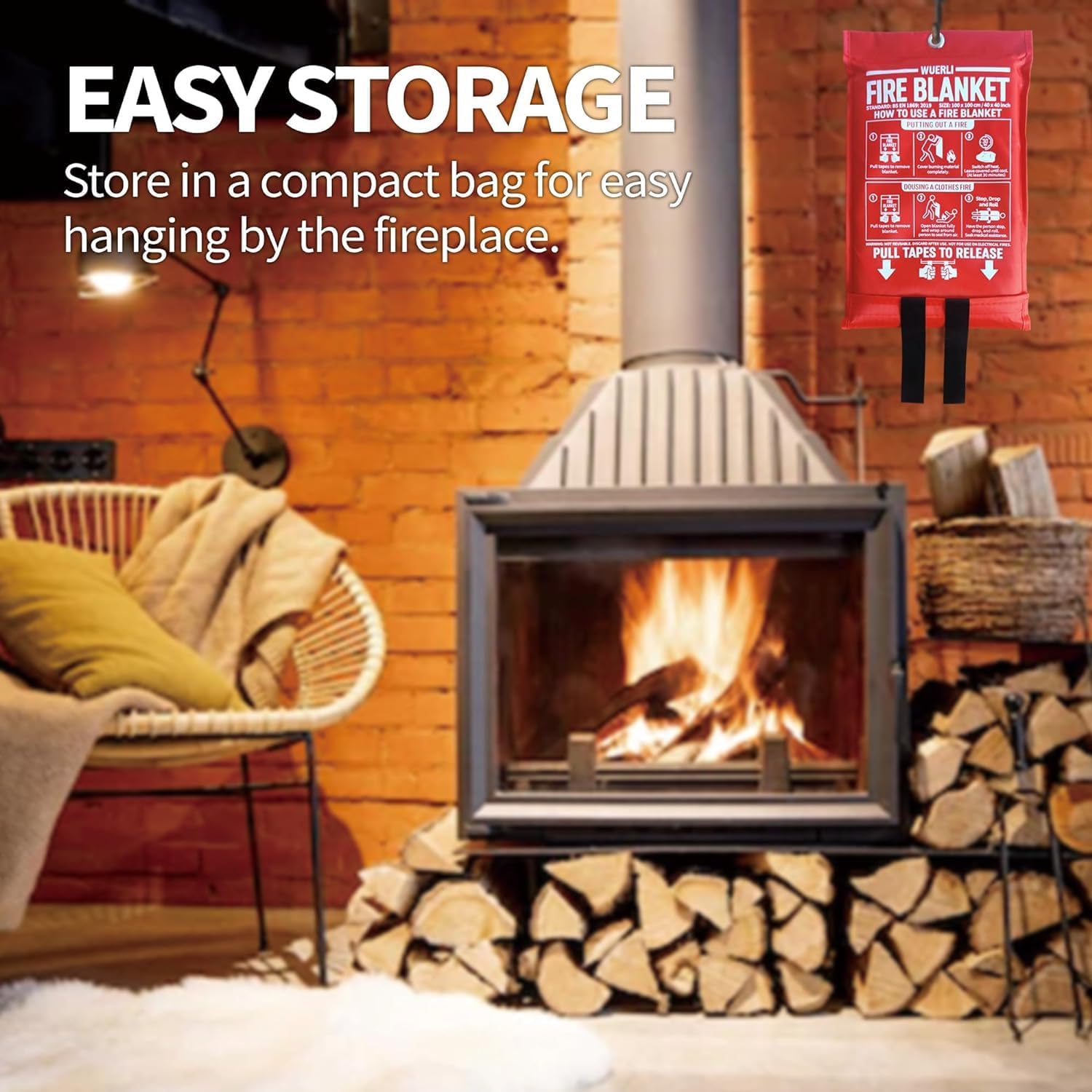 (Pack of 2 ) Fire Blanket,47" x 71",Fiberglass Fire Blanket for Camping and Fire Fighting Shelters