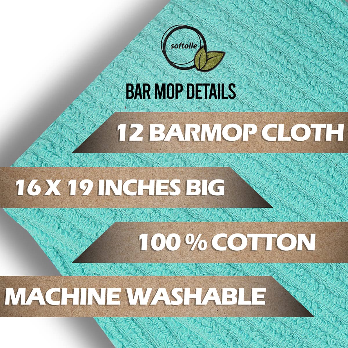 Bar Mop Towels, Pack of 24-16x19 Inches - 100% Cotton Super Absorbent Towels, Multi-Purpose for Home and Bar Cleaning