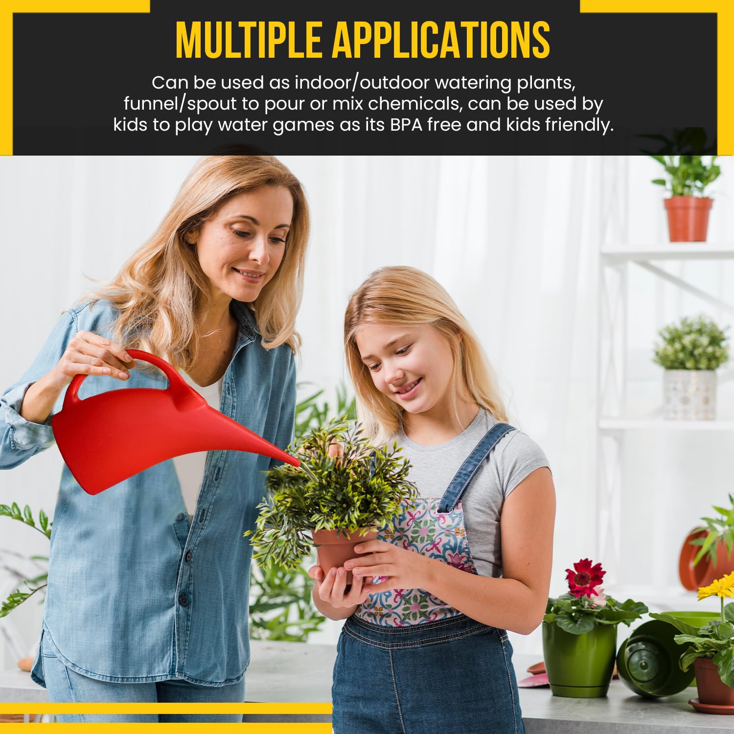 (PACK of 2 ) Watering Can 1/2 Gallon - Small Watering Can for Indoor & Outdoor Plants - Red Plant Waterer - 1 Pack