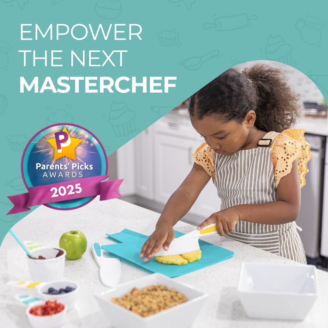 (PACK OF 3) Kid Safe Knife Gift Set for Real Cooking | Toddler Kitchen Knives | Montessori STEM Cooking Tools | Kids Chef Knives and Utensils | BPA Free Dishwasher Safe | Birthday Gift Ages 4 to 12