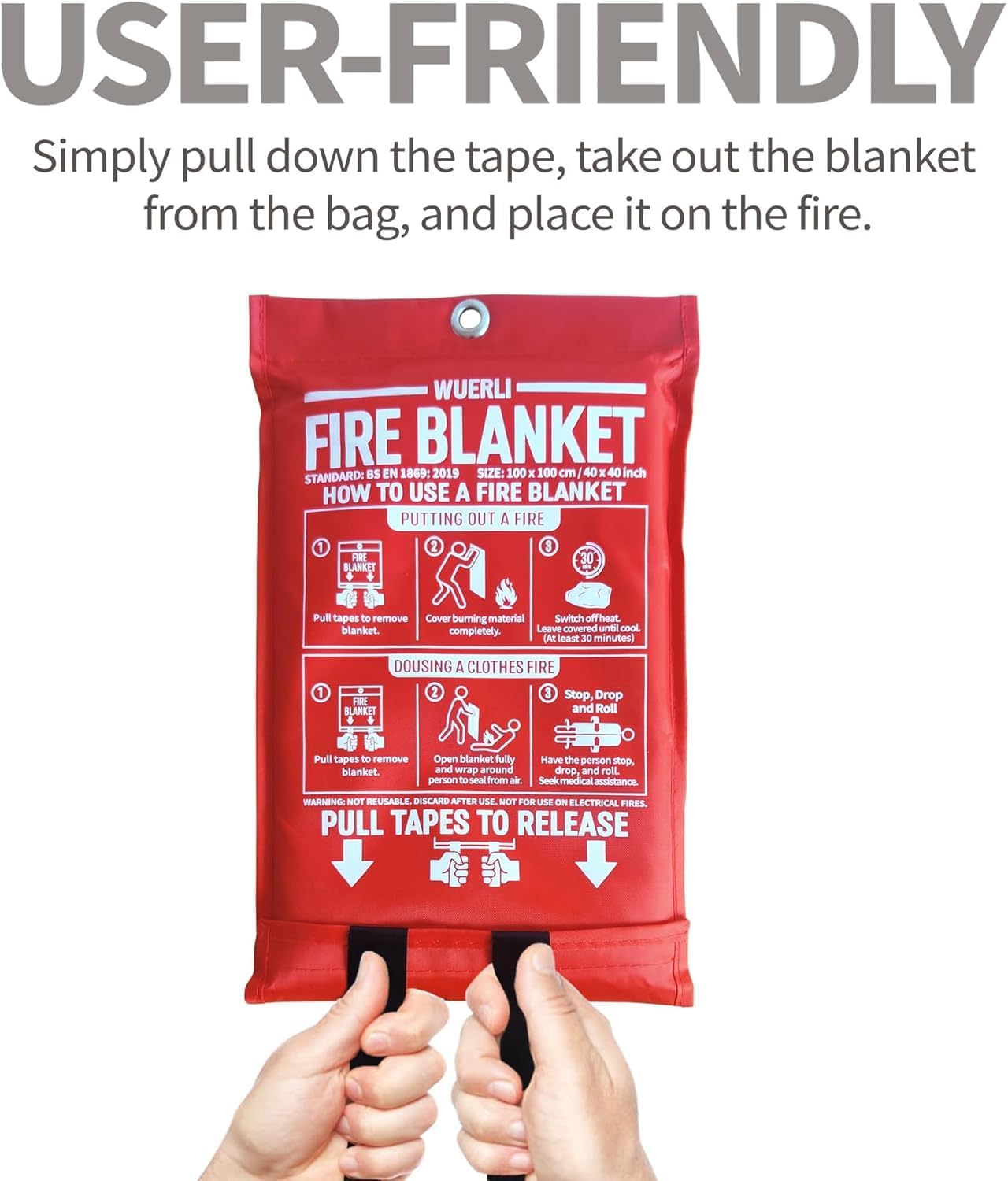 (Pack of 2 ) Fire Blanket,47" x 71",Fiberglass Fire Blanket for Camping and Fire Fighting Shelters