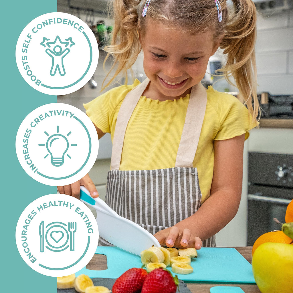 (PACK OF 3) Kid Safe Knife Gift Set for Real Cooking | Toddler Kitchen Knives | Montessori STEM Cooking Tools | Kids Chef Knives and Utensils | BPA Free Dishwasher Safe | Birthday Gift Ages 4 to 12