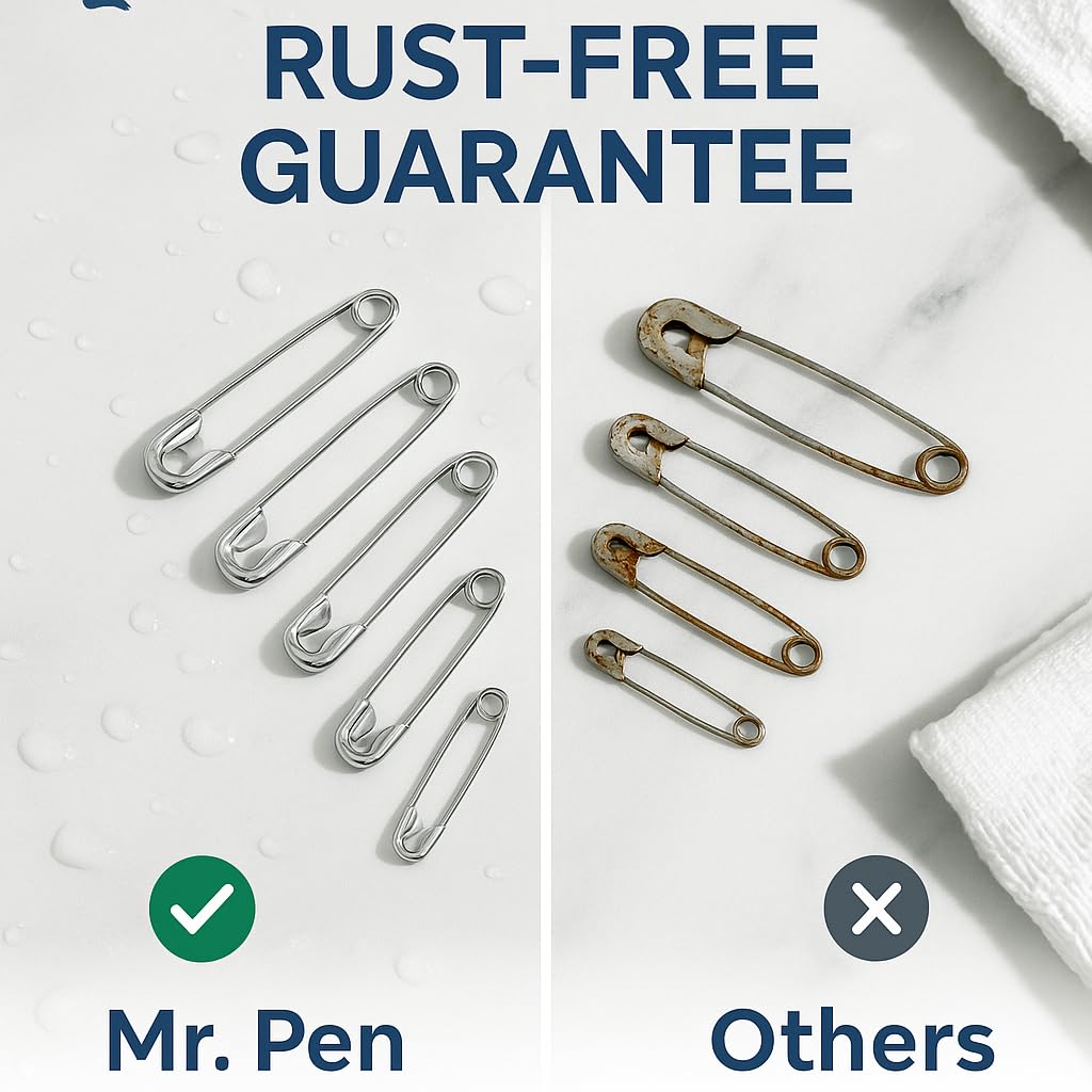 (3 set) Silver Safety Pins 1500 PCS, 5 Assorted Sizes of Durable, Small and Large Safety Pins Bulk, Sharp Edge Pins for Clothes, Sewing, Arts & Craft