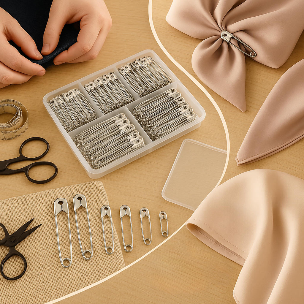 (3 set) Silver Safety Pins 1500 PCS, 5 Assorted Sizes of Durable, Small and Large Safety Pins Bulk, Sharp Edge Pins for Clothes, Sewing, Arts & Craft