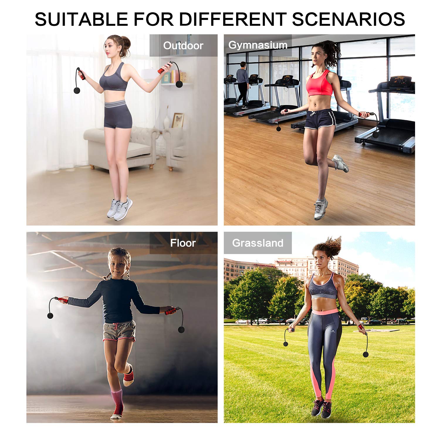 (PACK OF 3) Jump Rope, Training Ropeless Skipping Rope for Fitness, Adjustable Weighted Cordless Jump Rope for Men and Women