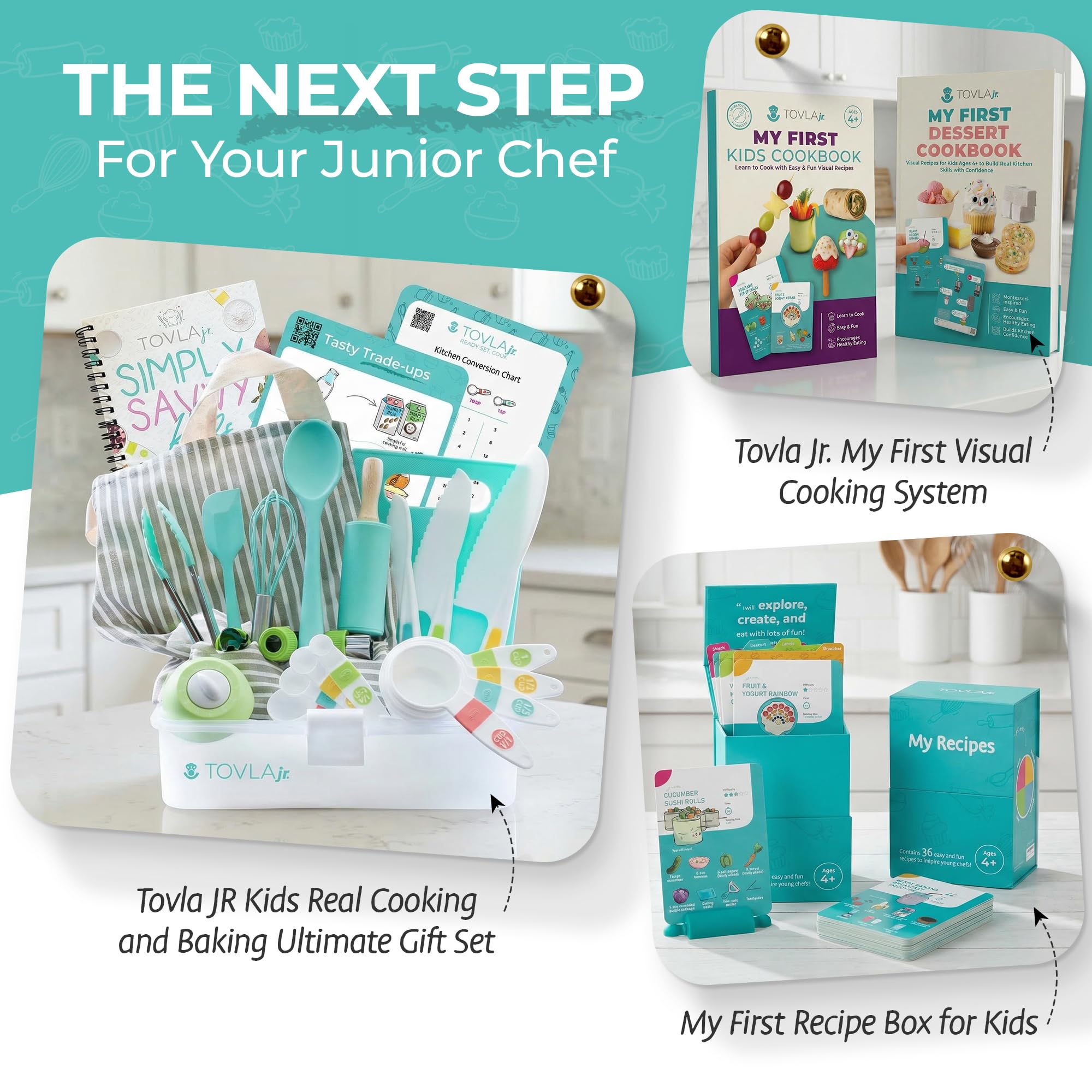 (PACK OF 3) Kid Safe Knife Gift Set for Real Cooking | Toddler Kitchen Knives | Montessori STEM Cooking Tools | Kids Chef Knives and Utensils | BPA Free Dishwasher Safe | Birthday Gift Ages 4 to 12