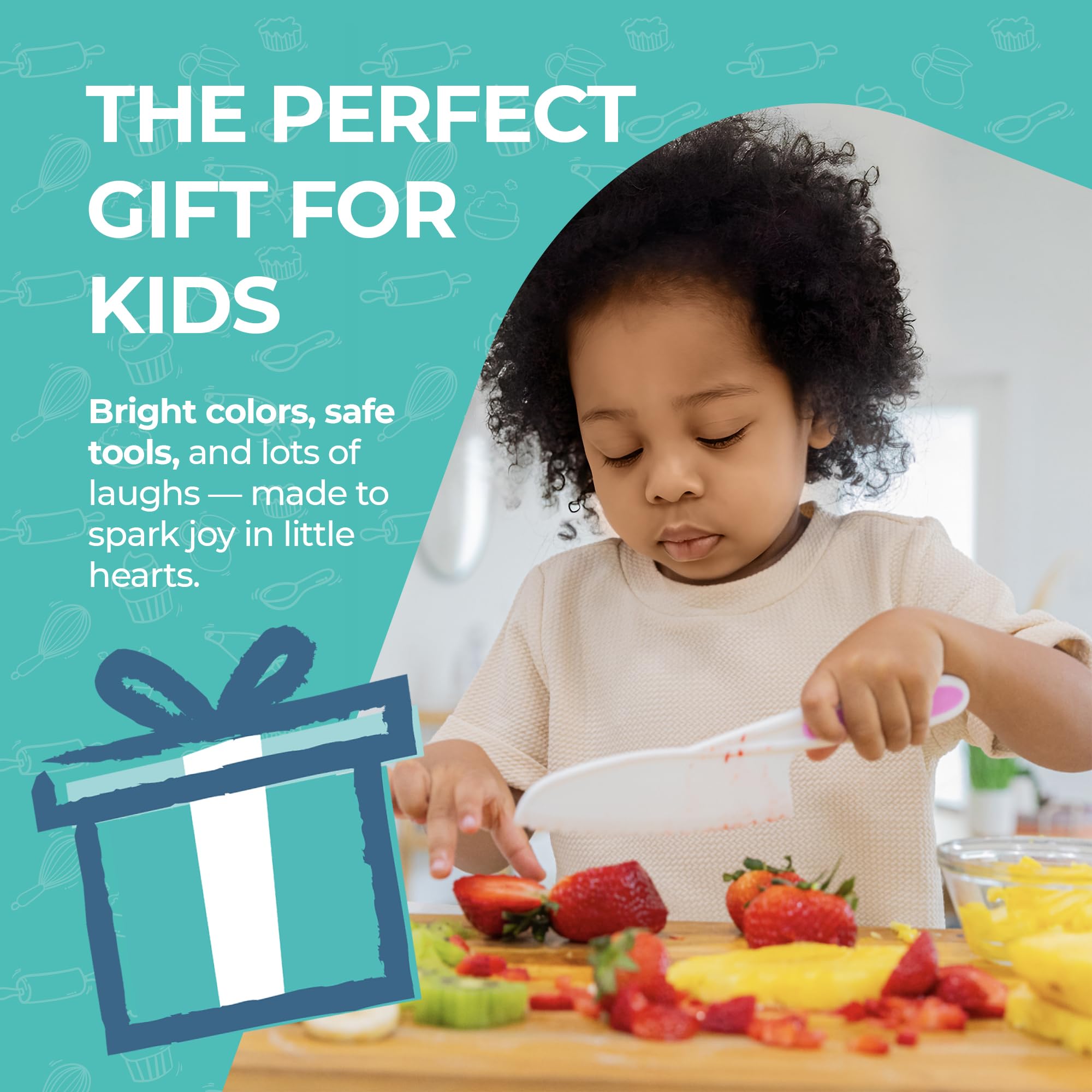 (PACK OF 3) Kid Safe Knife Gift Set for Real Cooking | Toddler Kitchen Knives | Montessori STEM Cooking Tools | Kids Chef Knives and Utensils | BPA Free Dishwasher Safe | Birthday Gift Ages 4 to 12