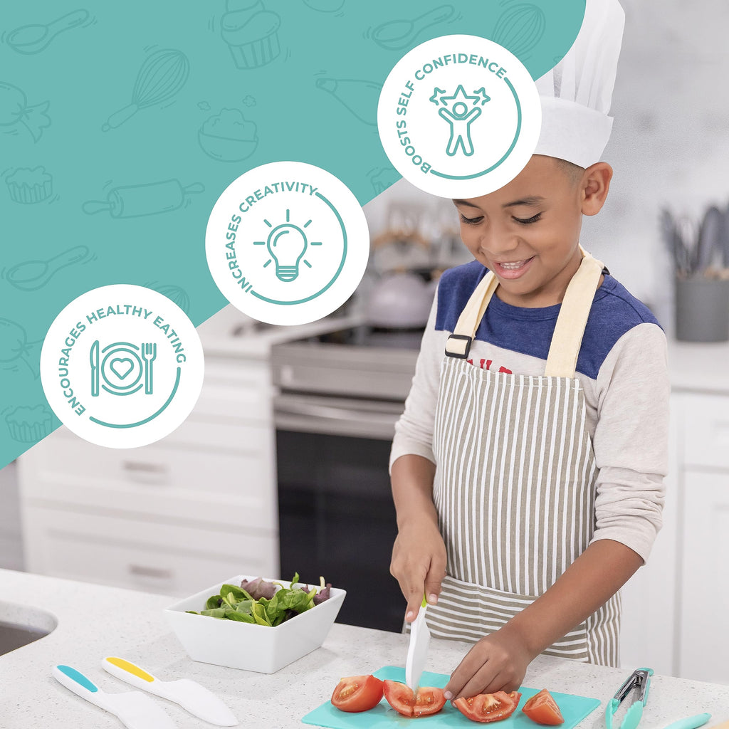 (PACK OF 3) Kid Safe Knife Gift Set for Real Cooking | Toddler Kitchen Knives | Montessori STEM Cooking Tools | Kids Chef Knives and Utensils | BPA Free Dishwasher Safe | Birthday Gift Ages 4 to 12
