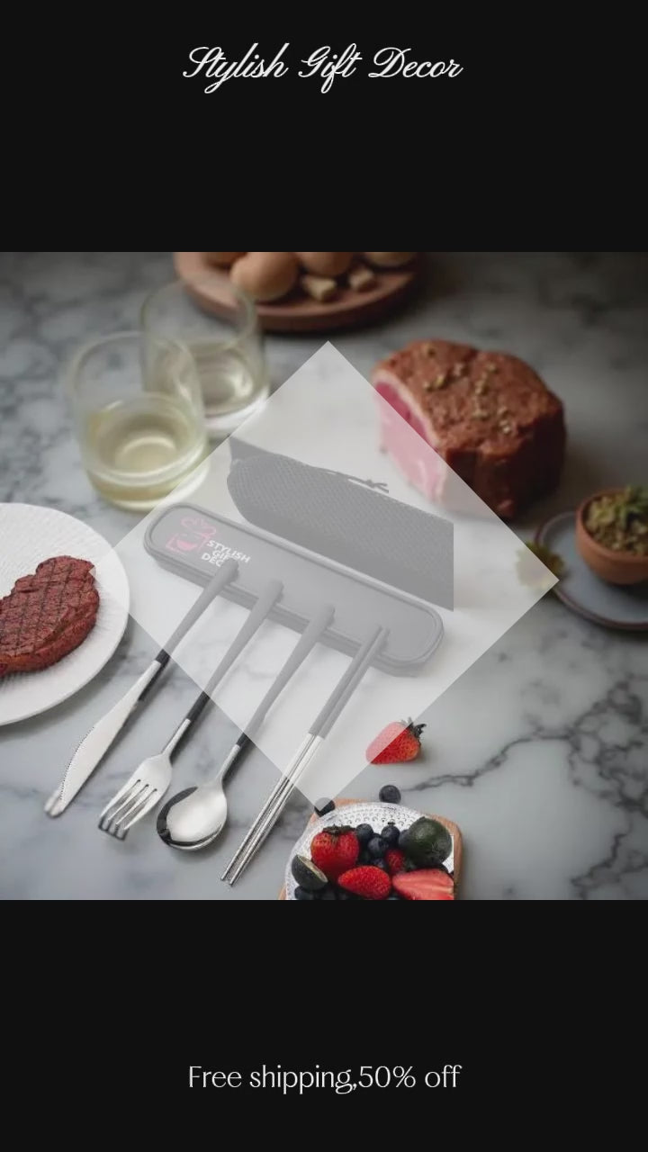 (4 set) Premium 18/10 Stainless Steel Portable Cutlery Set – Elegant & Durable Flatware for Every Occasion