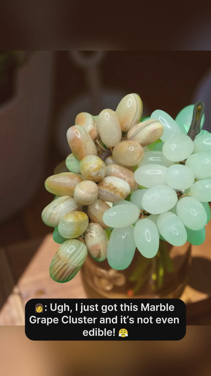 (Pack of 4) Elegant Handcrafted Marble Grape Cluster - Luxurious Stone Fruit Sculpture for Home Decor