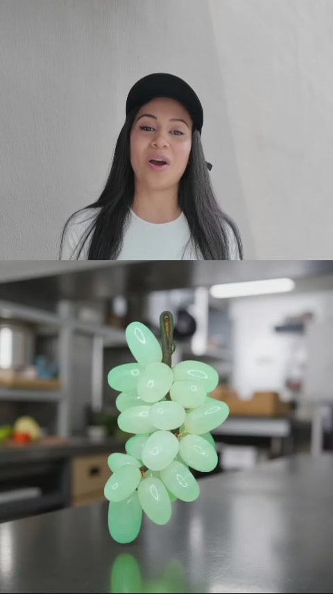 Elegant Handcrafted Marble Grape Cluster - Luxurious Stone Fruit Sculpture for Home Decor