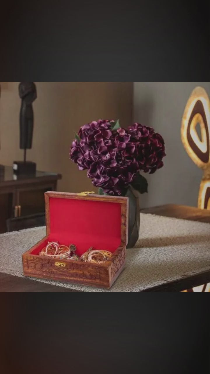 (Pack of 4) Premium Luxury Wooden Jewelry Box with Velvet Lining & Multi-Compartment Organizer