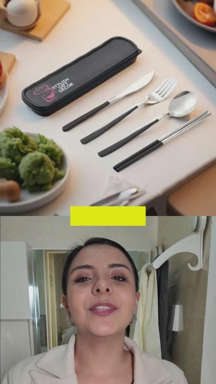 (4 set) Premium 18/10 Stainless Steel Portable Cutlery Set – Elegant & Durable Flatware for Every Occasion