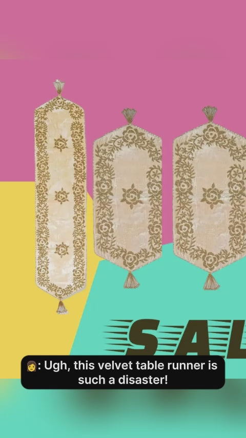 (2 Sets) Luxurious Velvet Table Runner Set - Elegant 3-Piece Modern Dining Décor